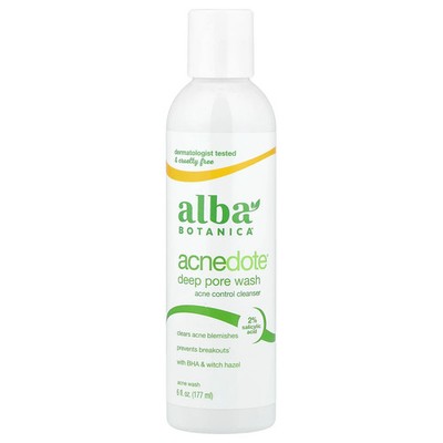Alba Botanica Acne Dote Deep Pore Wash Oil-Free 6 fl oz 177 ml Leaping Bunny, No