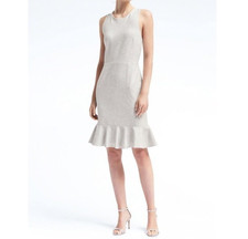 Banana Republic Gray Lined Sleeveless Cross Back Ruffle Hem Dress Size 12