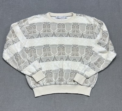 Vtg. Jantzen Sweater Men's Large Geometric Knit Cosby Style Made in USA