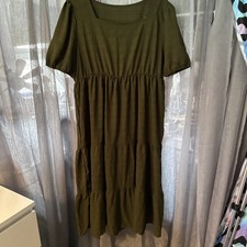 KHAKI GREEN Summer Boho Gypsy Style Dress Holiday Size 4XL - approx uk 24 - new