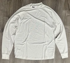 Under Armour Shirt Men's Large Mock Neck Base White Layer Long Sleeve Shirt