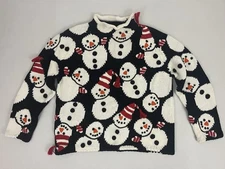 Michael Simon Women's S Snowman Sweater Stripe Hat & Scarf Ramie Cotton Blend