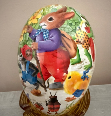 German Paper Mache Easter Egg 6'' Candy Container Bunny Rabbit Duck frog