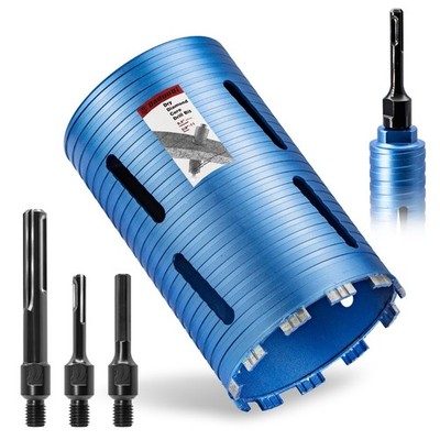 6'' Core Drill Bit with 3 Adapters Included: SDS Plus, SDS Max and 1/2'' Hex Ab...