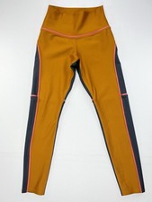 Alo Yoga High Rise Leggings Women  s S Mustard Bronze Color block 7/8 Athleisure