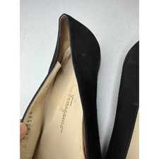 Salvatore Ferragamo Boutique Black Suede Gancini Flats Made in Italy 7.5 B