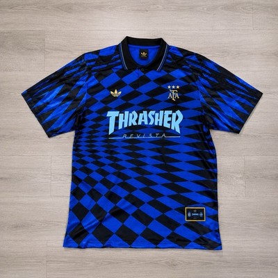 Adidas Originals x Thrasher Argentina AFA Soccer Jersey Blue Black Men s Small