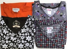 Scrub Tops Lot Women's Medium Scrubstar Dickies Uniform Halloween Floral Multi