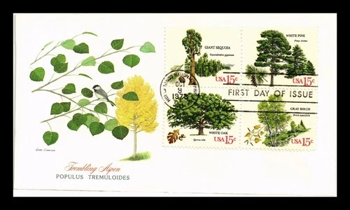 FLEETWOOD US COVER FIRST DAY OF ISSUE BLOCK OF 4 NORTH AMERICAN TREES