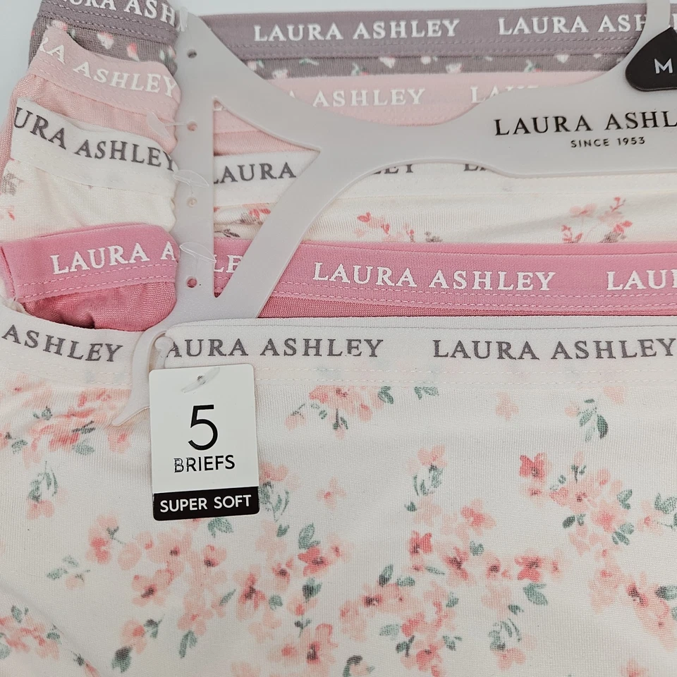 Paquete de 5 bragas calzoncillos de microfibra suave beige rosa crema LAURA ASHLEY para mujer M L XL Foto 4 de 4
