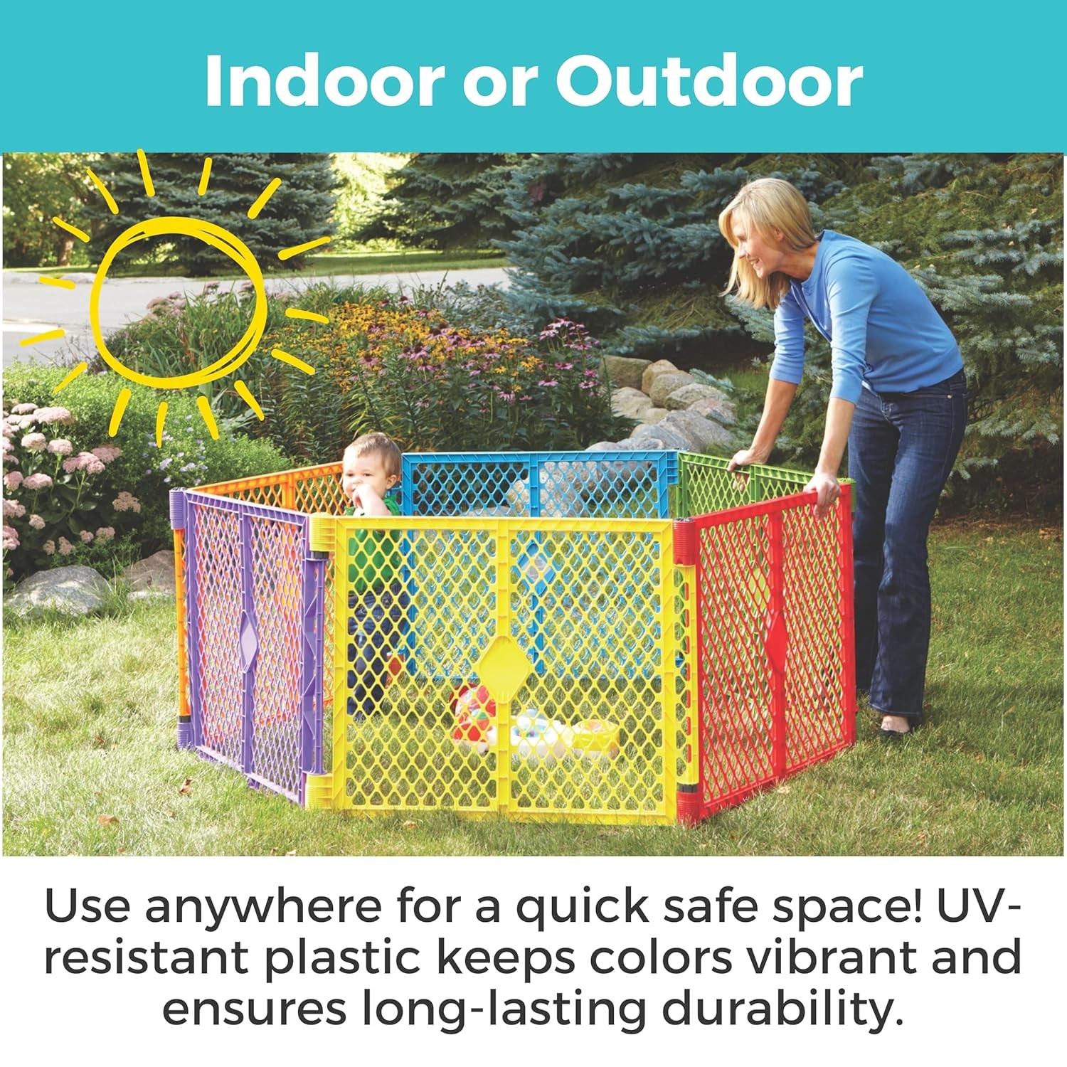 Toddleroo by North States - Superyard 2-Panel Door Extension, ColorPlay 