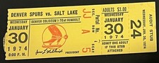 Vintage 1974 DENVER SPURS v. Salt Lake, Ticket Stub, Western Hockey League