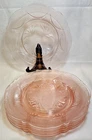 Set of 6 Vintage Hazel-Atlas Pink Royal Lace 10" Dinner Plates, Depression Glass