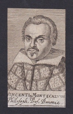 17. Jh. Vincentius Montecalvus Montecalvi Bologna Portrait Kupferstich incisione