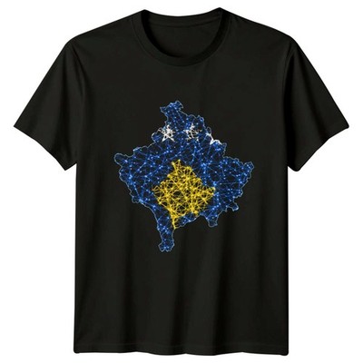 T-Shirt Kosovo Flagge polygonale Karte Kunst Kosovo Erbe Geschenk für Sie und Ihn