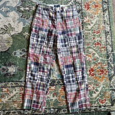 Vintage Polo Ralph Lauren PATCHWORK MADRAS PLAID Relaxed Fit Pants Sz 33x32