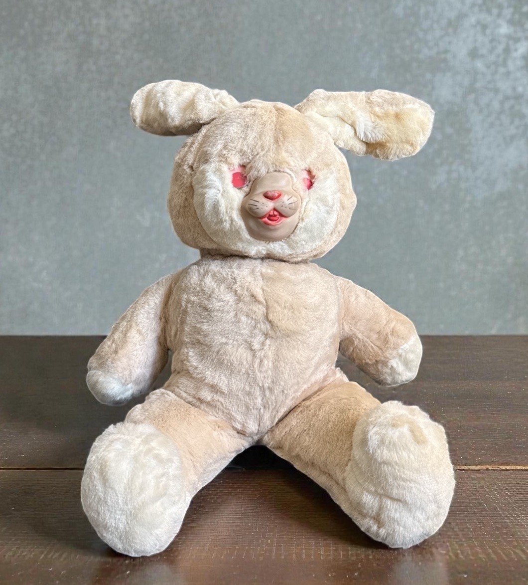 Vintage Rushton Star Creation Bunny Rabbit Plush 16” Pink/red Eyes