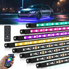MICTUNING 8Pcs N8+ RGBW Underglow LED Lights for Cars, APP & Remote Dual Control