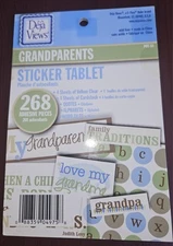 Grandparents Sticker Tablet  Alphabets Vellum Quotes Words Tiles Deja views 