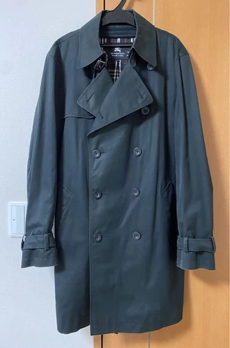 Burberry Black Label Trench Coat Nova Check Liner Nero da Uomo US Taglia M Autentico