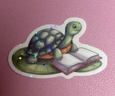 Turtle Reading Book Sticker