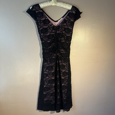 Forever 21 Medium Lace Dress Sheer Pink Black Punk Goth Vtg Y2K 00s club body co