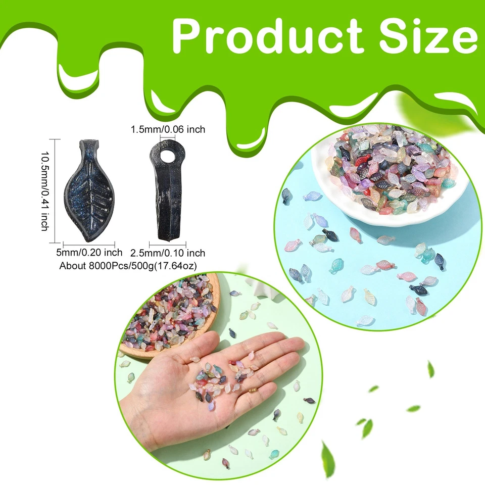 3200 piezas Colgantes de Cuentas de Hojas Coloridas, Hojas de Acrílico Transparente para Hágalo Usted Mismo Foto 2 de 4