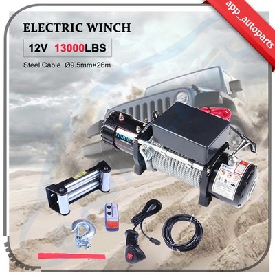 13000LBS Electric Winch Waterproof Truck Trailer 85ft Steel Rope Off-Road 4WD