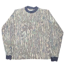 Vintage Realtree Bark Camo Long Sleeve Shirt Made USA Paper Tag