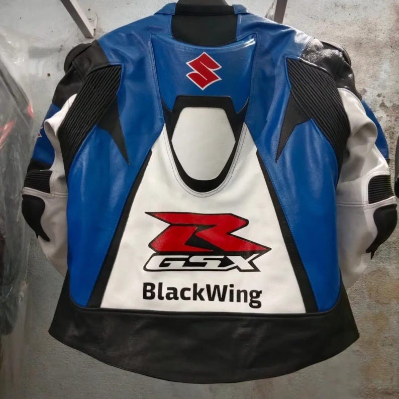 Suzuki GSXR Biker Motorcycle Leather Jacket Motorbike Sports