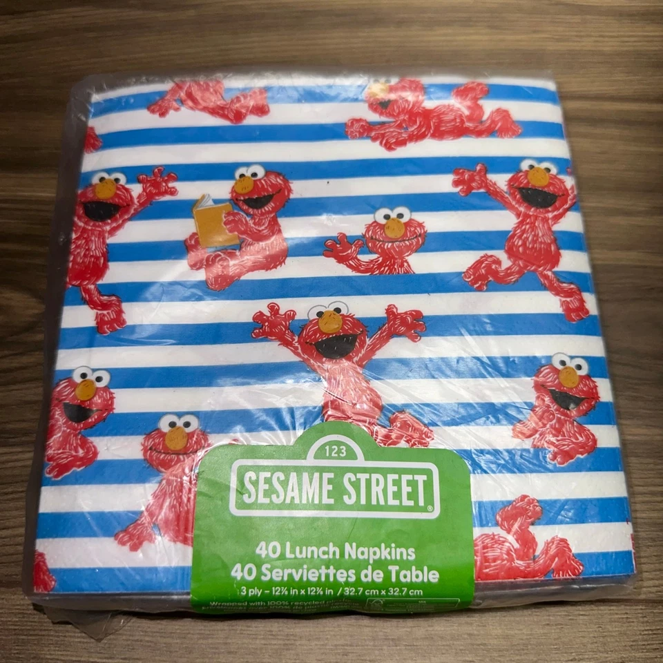 Paquete de 4 servilletas de papel Sesame Street Big Bird Elmo Cookie Monster Oscar 40 quilates Foto 4 de 4