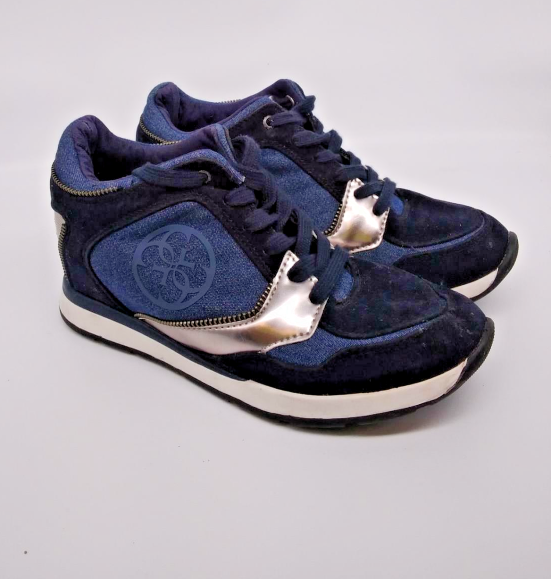 Guess Womens Ladies Blue Lace Up Comfort Casual Sneaker Athletic Shoes Sz 