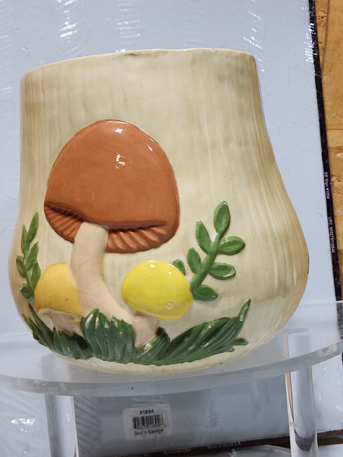 1970's Vintage 8pc Arnels  Mushroom Ceramic Cookie Jar Canister Brown Yellow Tan