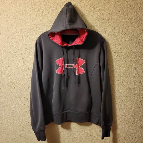 Under Armour Girls Large Storm Hoodie cold gear 1239149 gray pink Breast Cancer - Picture 1 of 8