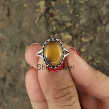 Tiger Eye Ring 925 Sterling Silver Boho Statement Handmade Gift Jewelry Ring
