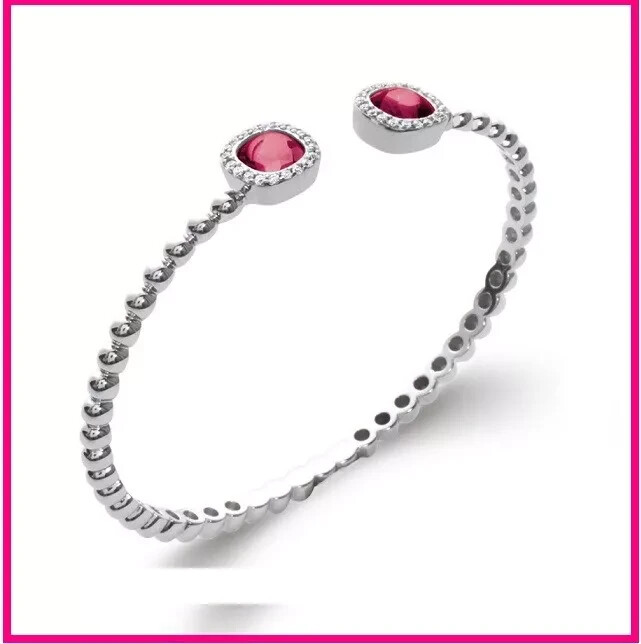 Bracelet jonc solitaire en argent 925 et cristal rosé d'une élégance intemporelle