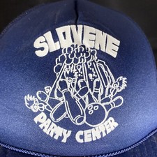 Slovene Party Center Trucker Bowling Hat Mesh Snapback Blue Logo Free Shipping