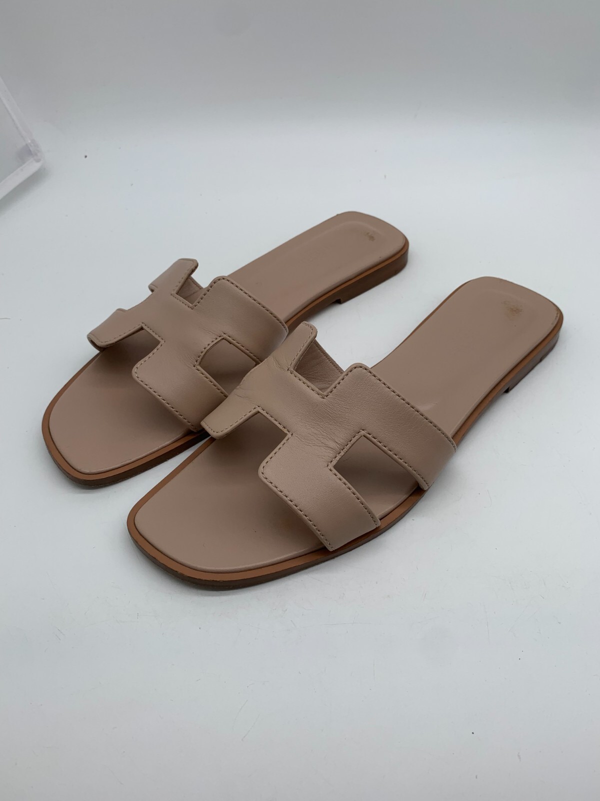 Hermes Oran Sandals EU 38.5 UK 5.5 VGC nude dusky pink flat slides rrp £610