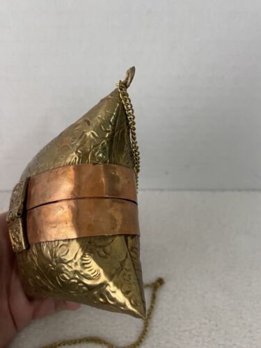 Vintage Brass Copper Shell Pillow Purse Shoulder Bag Mini 30s 40s - Imagen 9 de 13