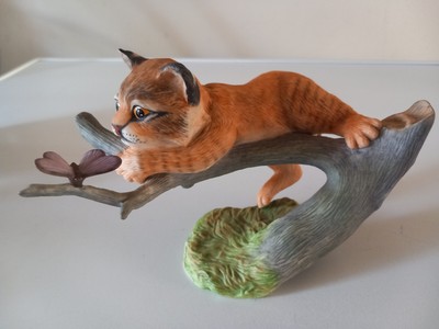 Vintage Franklin Neuwertig 1985 Captivated Bobcat Luchs Figur 