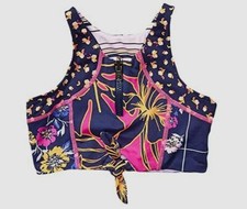  75 Maaji Kids Girl's Blue Ocean Print Selva Reversible Swim Top Swimwear Size 4