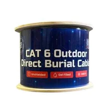 CAT6 Outdoor CMX Gel UV Bare Copper Direct Burial 550Mhz 1000ft Black 23 AWG