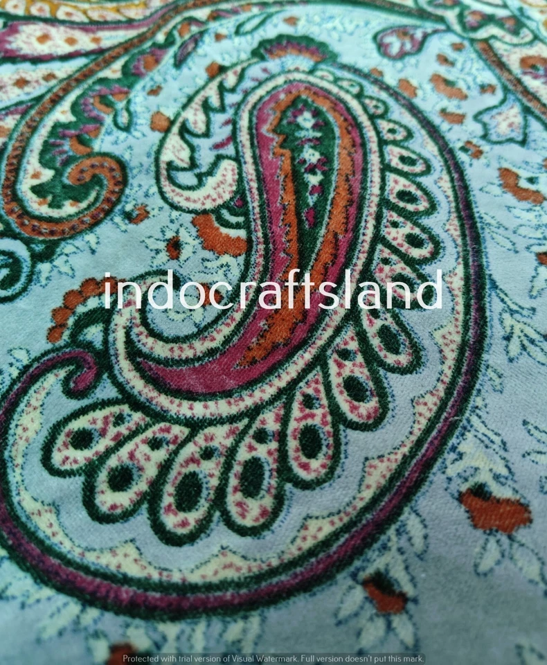 Luxury Indian Paisley Print Soft Velvet Fabric Upholstery Dressmaking Sewing Art - Image 4 of 4