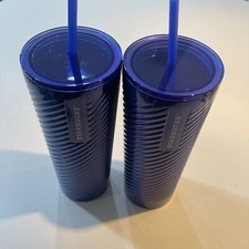 Starbucks 2023 Blue Diagonal Sheen Ombre Textures Glass Tumbler - 24 oz 2 Pck