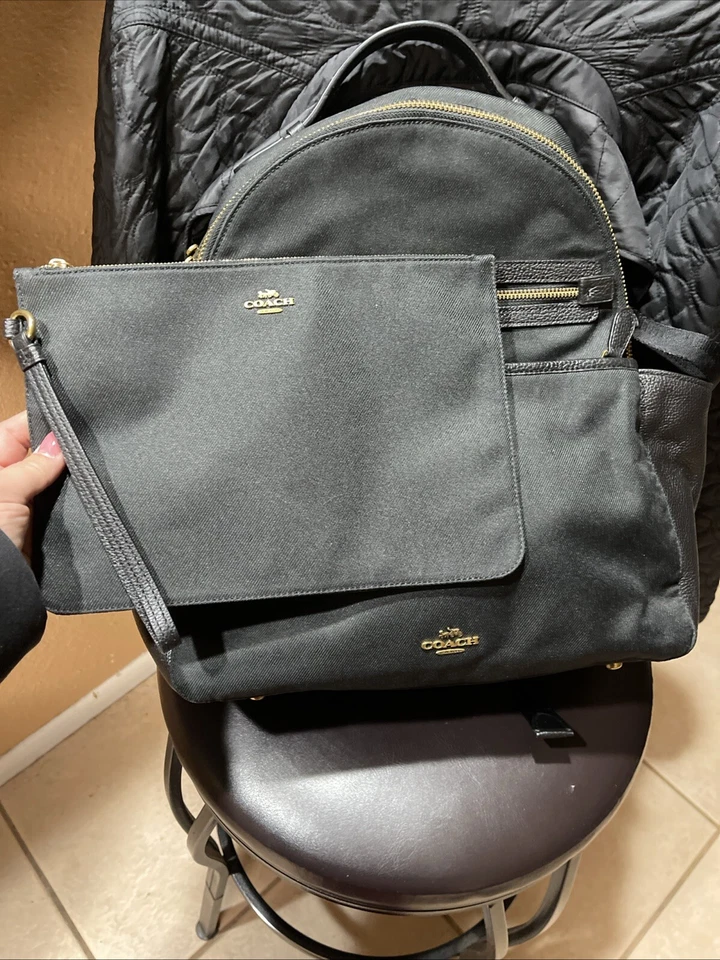 Рюкзак для подгузников Coach нейлон черный латунь оборудование 99290 - Изображение 4 из 4