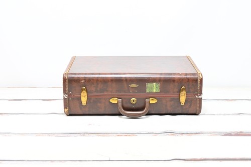 Vintage Midcentury Samsonite 50s-Retro Brown Tapered Suitcase Good Condition