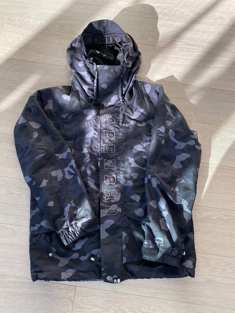 A Bathing Ape Neighborhood Men's Nylon Jacket Wind breaker size S Blue Camo BAPE