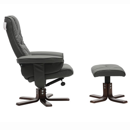 Faux Leather Swivel Office Chair High Back Recliner Armchair with Footstool Set - Picture 24 of 51