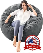 Sillón Puf De 3 Pies De Lujo, Sofá De Muebles Con Funda De Microfibra Suave NEW.