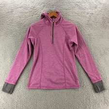 Reebok Hoodie Sweatshirt Top Women M Purple Quarter Zip Thumb Hole Pullover